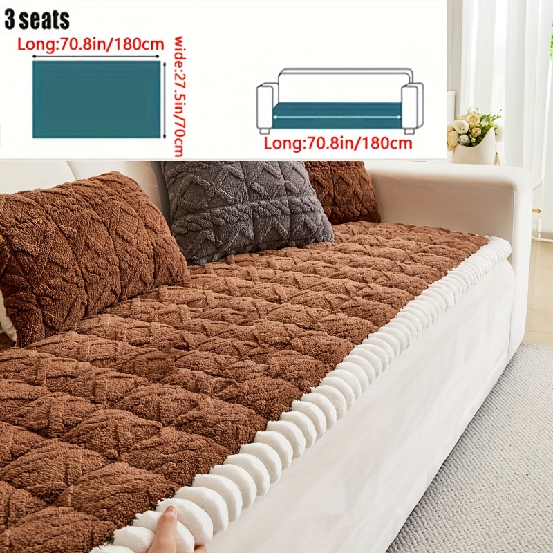 TEMU 1pc Of Luxury Thickened Plush Sofa Cushion, Neutral Sofa Cushion, Machine Washable Sofa Cushion Living Room Furniture Protector - Pet - Suitable