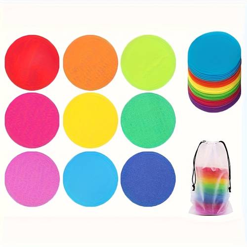 36pcs colorful nylon carpet dots with hook and loop fasteners durable reusable indoor markers for classroom organization game training