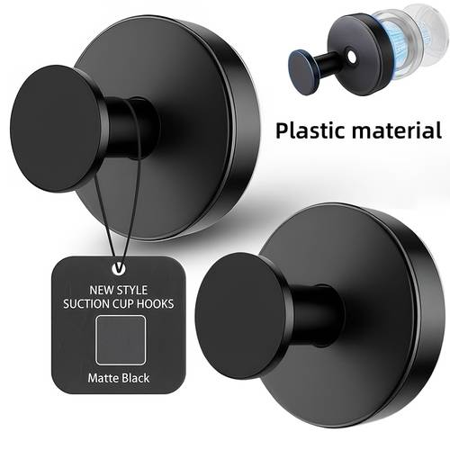 2 pack heavy duty suction cup hooks suitable for shower bathroom and kitchen no drill wall mounted towel hooks with vacuum technology load capacity of 6 8kg for glass mirrors tiles and smooth waterproof and matte black
