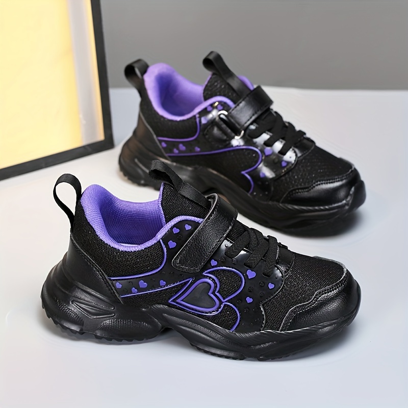 2024 Women'S Black & Purple Sneakers - Stylish Low Top Casual Shoes with Adjustable Straps, All-Season Comfort, Rubber Sole, Casual Footwear | Trendy Sneakers | Strap Shoes