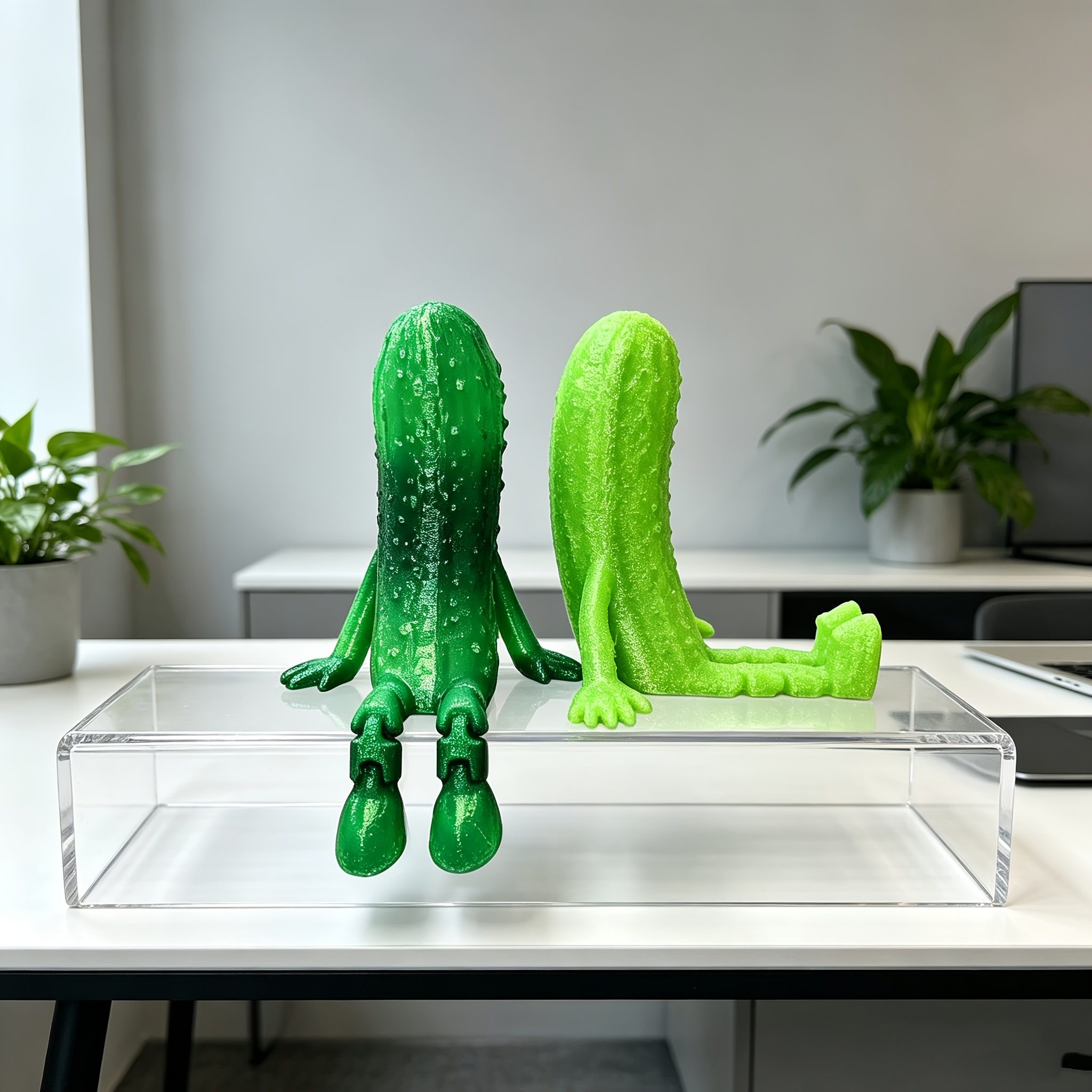 TEMU Collectible Figurines 1pc (random Color) / 2pcs Christmas Decorations 3d Printed Pickles Creative Desktop Small Sculpture Ornaments Bookshelf
