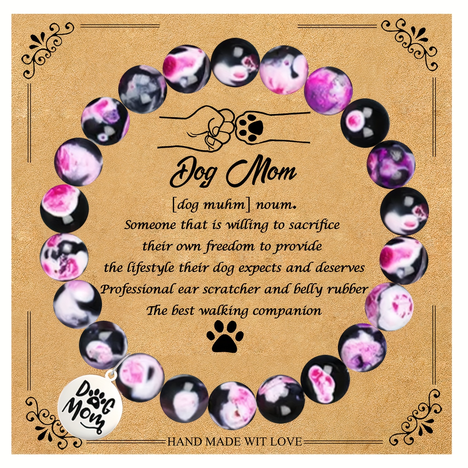 Dog Mom Bracelet with Gift Card for Valentine's Day