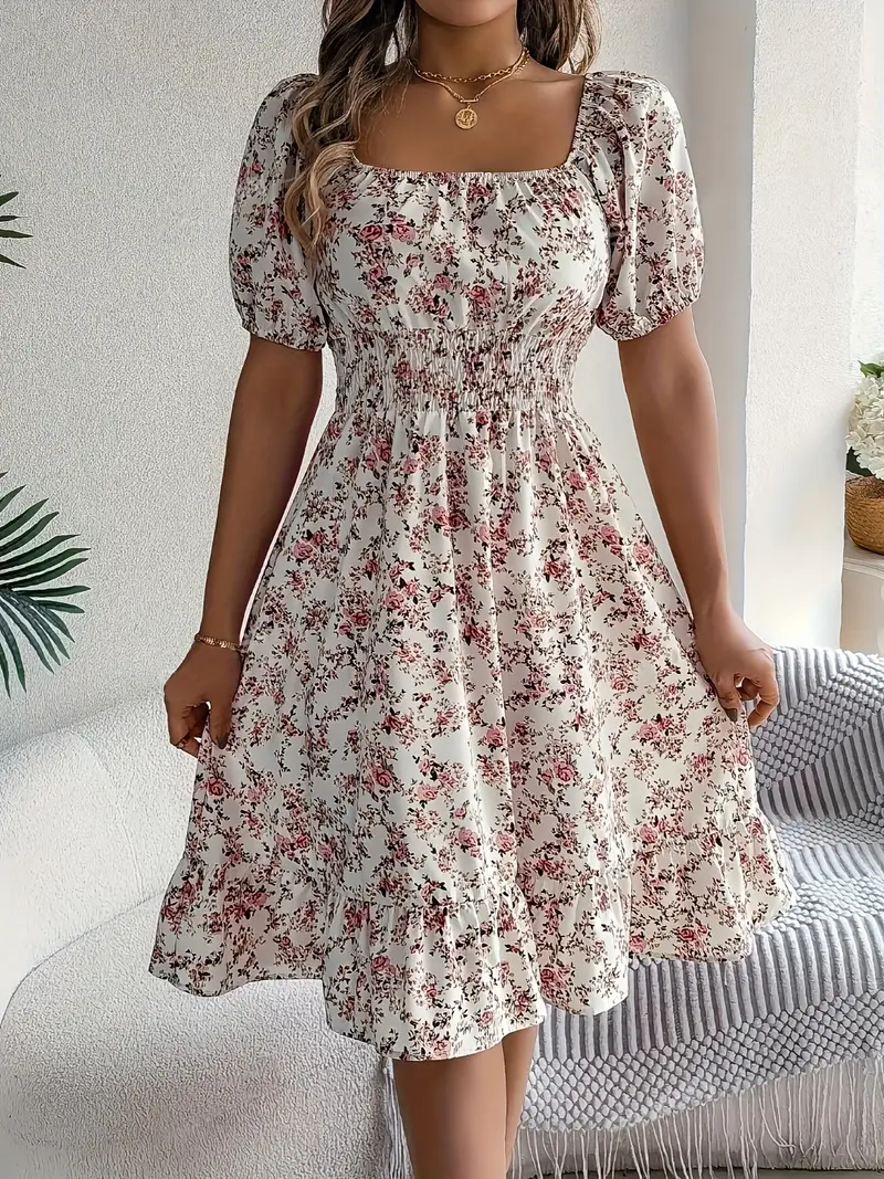 short peplum dress Short Sleeve Tiered Peplum Dress