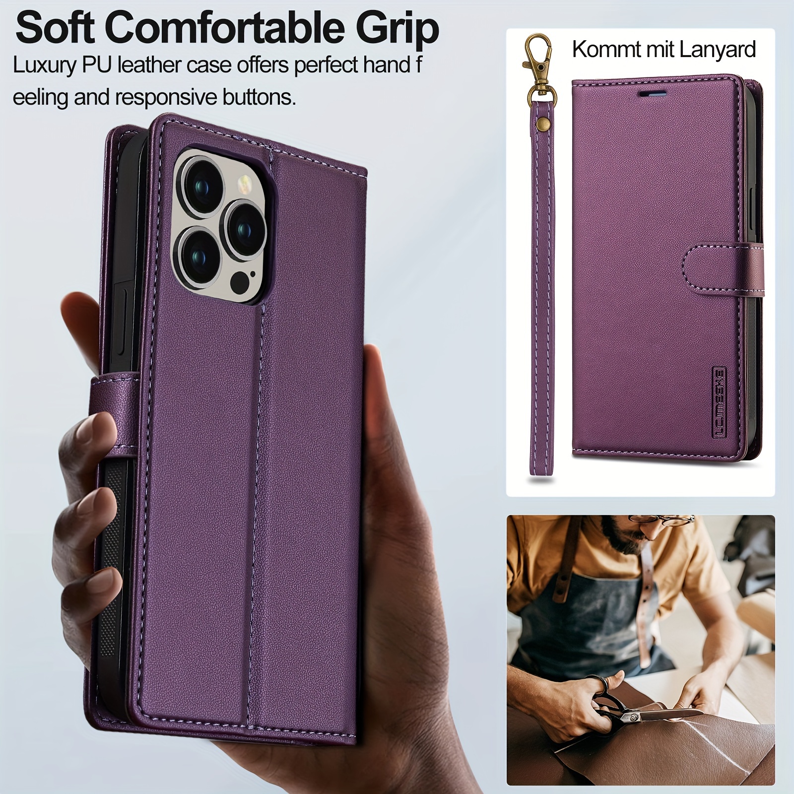 detachable split flip pu leather phone case for   15 14 13 12 11 pro max xs max xr 14 plus 15 plus with short lanyard credit card holder magnetic protect cover details 4