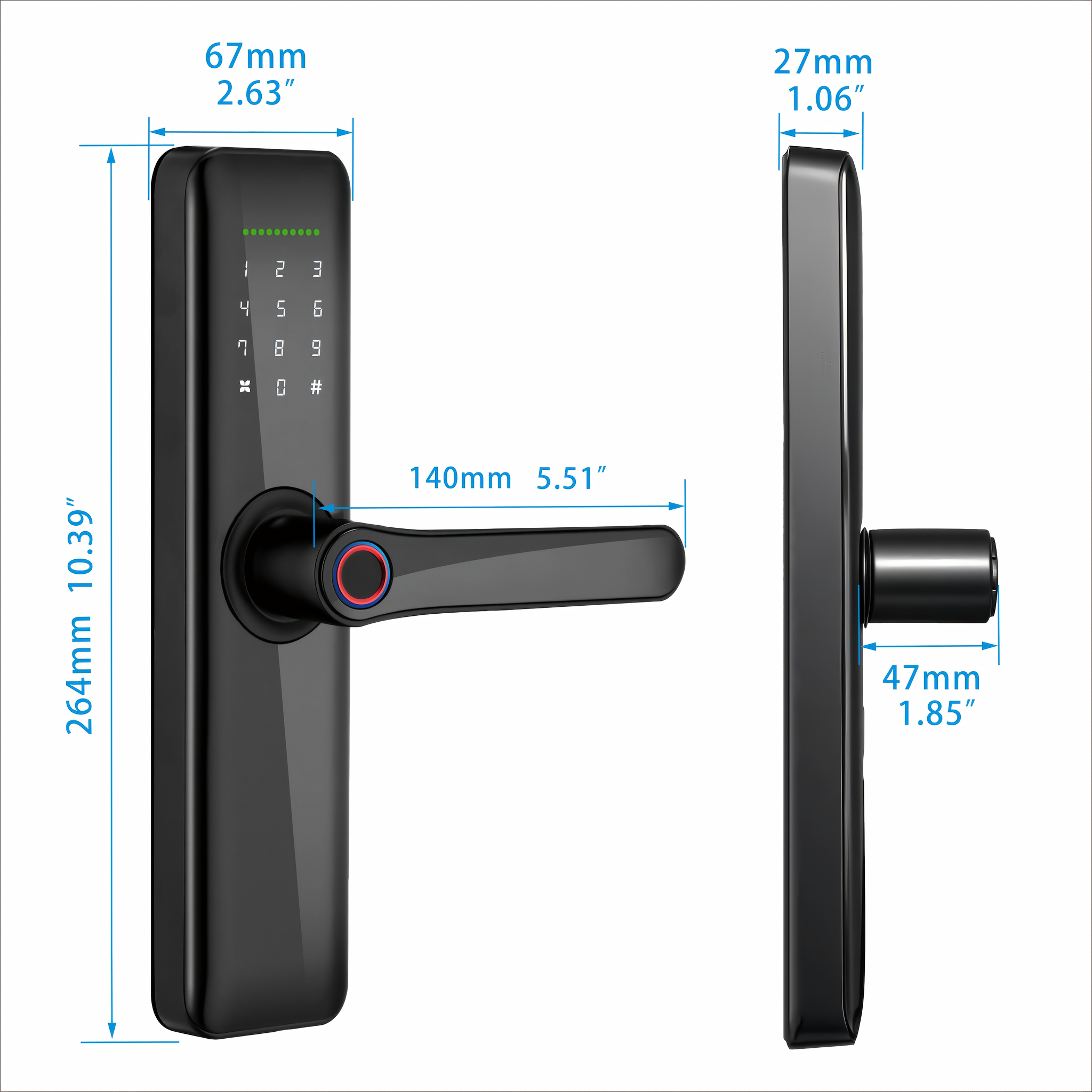 Puerta Inteligente con Manija: Acceso sin Llave por Huella, Código Digital y Tarjeta, Control sin varillas BLE a través de APP, Funciona con 4 Pilas AAA (No Incluidas), Ideal para Entrada, Puertas Principales, Oficinas, Hoteles y Apartamentos