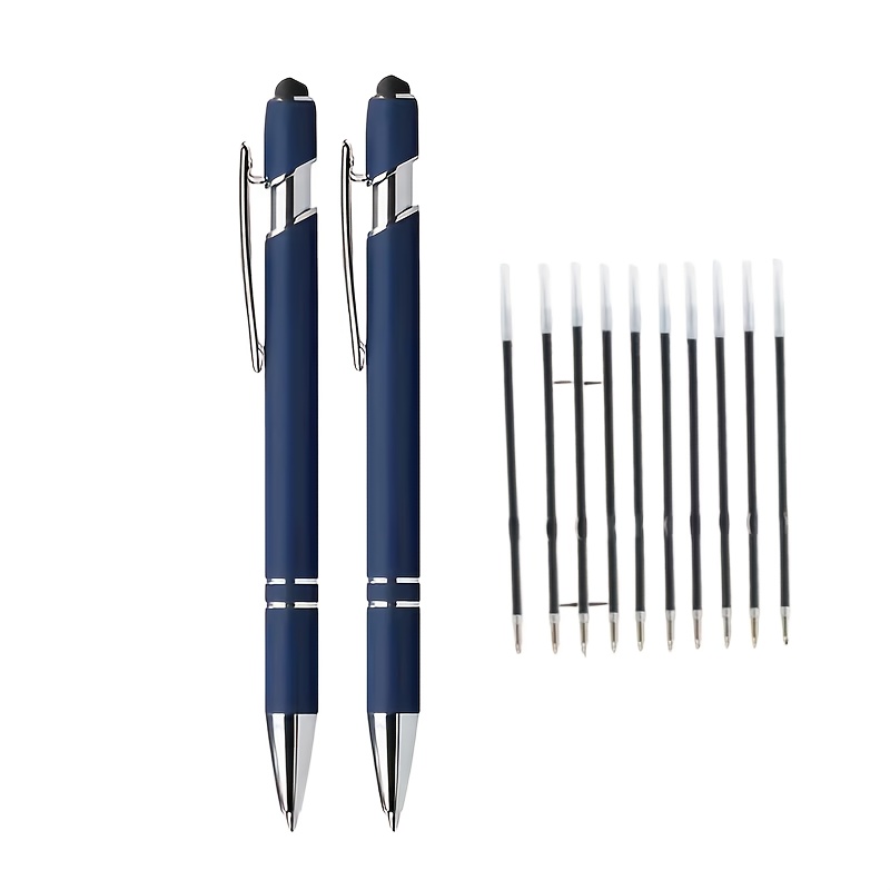 E-shop 12 Metall Einziehbare Stylus Stifte Set, Enthält (2 Stifte + 10 Ersatzminen) Mittlere Spitze, Geschmeidiges Schreiben, Präzise