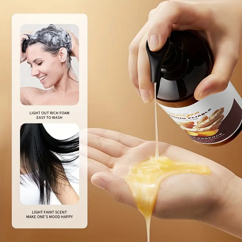 unisex adult 2 in 1 ginger shampoo and conditioner 500ml with plant based squalane moisturizing fine hair promotes smooth scalp hair with ginger details 4