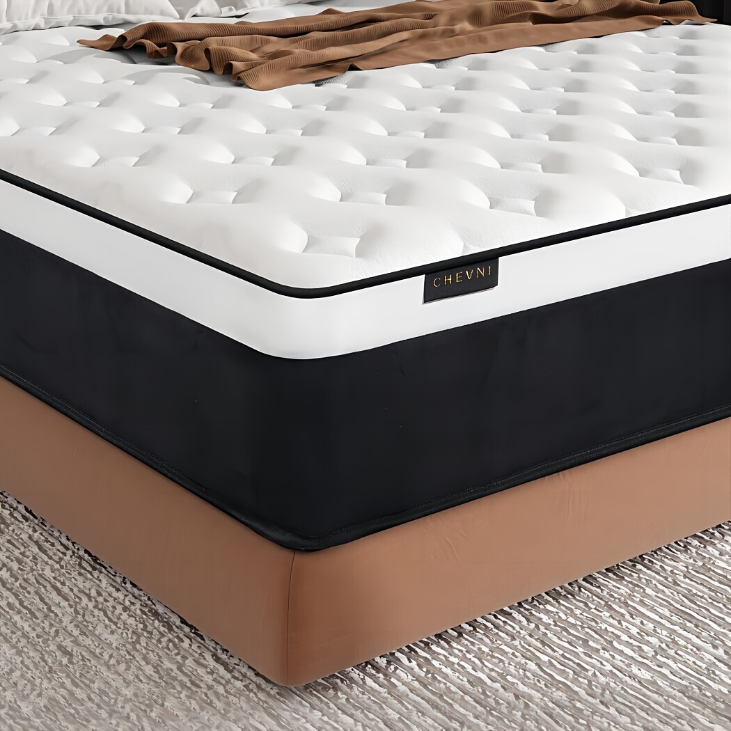 

12" Memory Foam Hybrid - Medium Firm, Fire-resistant, Polyester Cover, Twin/full/queen/king Sizes , Black & White Tufted Design