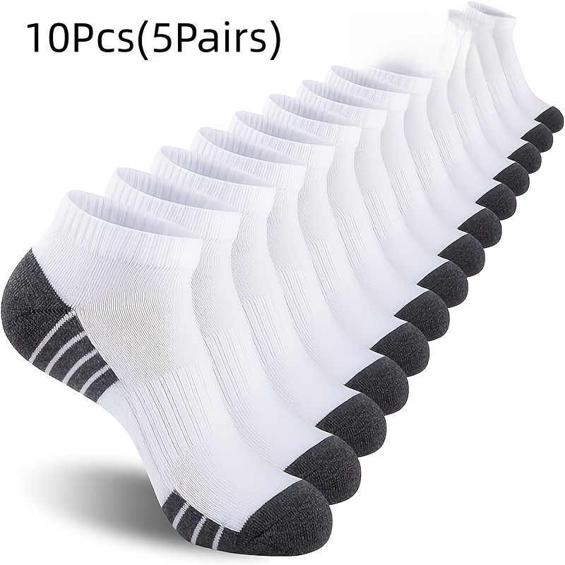 TEMU Lot de 10 paires (5 paires) de chaussettes décontractées basses rembourrées pour homme et femme, respirantes et évacuant l'humidité