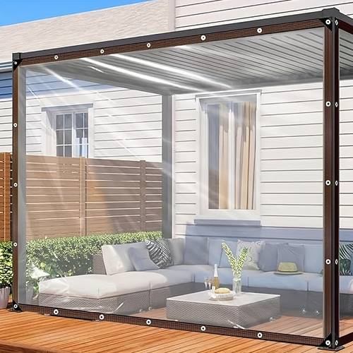 outdoor clear tarp heavy duty transparent plastic windproof rain and snow cover durable shade sail outdoor garden protection rain cover suitable for patio chicken coop porch canopy and camping lightweight and easy to set up
