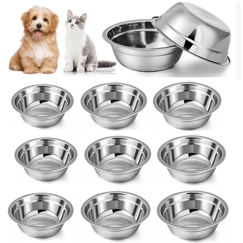 TEMU 6/9pcs Optional Stainless Bowls. Large-capacity Bowls Are For Pets To Eat And Drink. Are Sturdy, Durable And Not Easy To . Featuring, Rust-proof