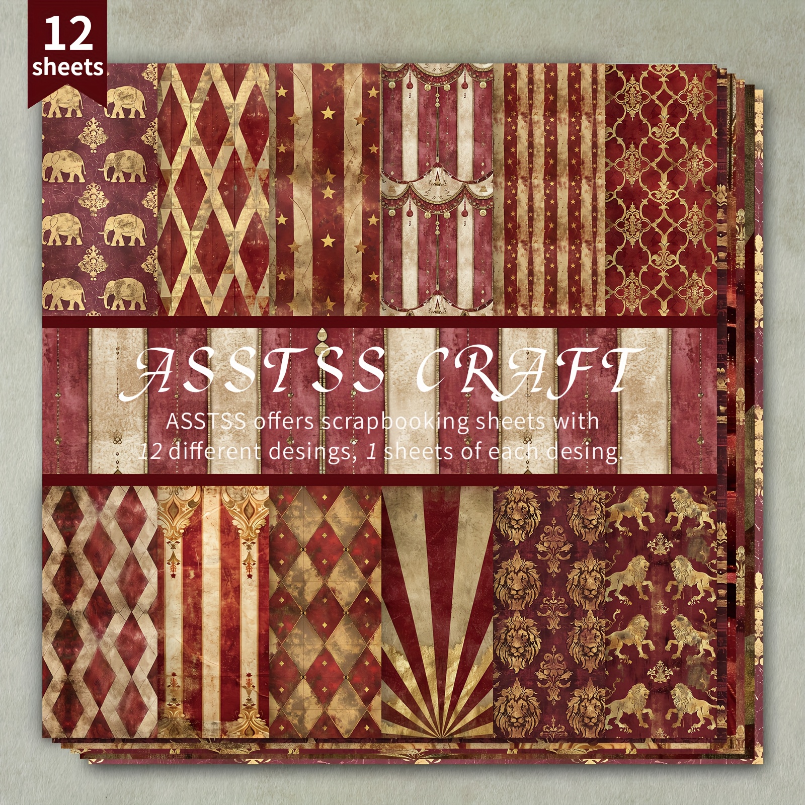 TEMU 12-sheet Scrapbooking Paper Pad, Backing Paper Supplies, Heavyweight Cardstock For Journaling, Collage Art, Greeting Cards, & Crafts, 6"x6" Pack