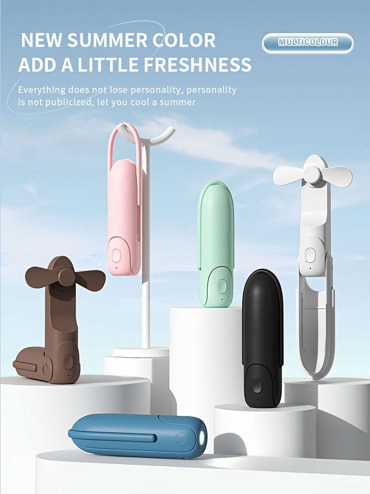 [Handheld Desktop Dual-Use] Small Fan USB Charging Portable Super Quiet Strong Wind Mini Portable Handheld Fan Foldable Desktop Dormitory Office Car Home Cooling + Mobile Phone Battery Life + Night Lighting + Power Bank