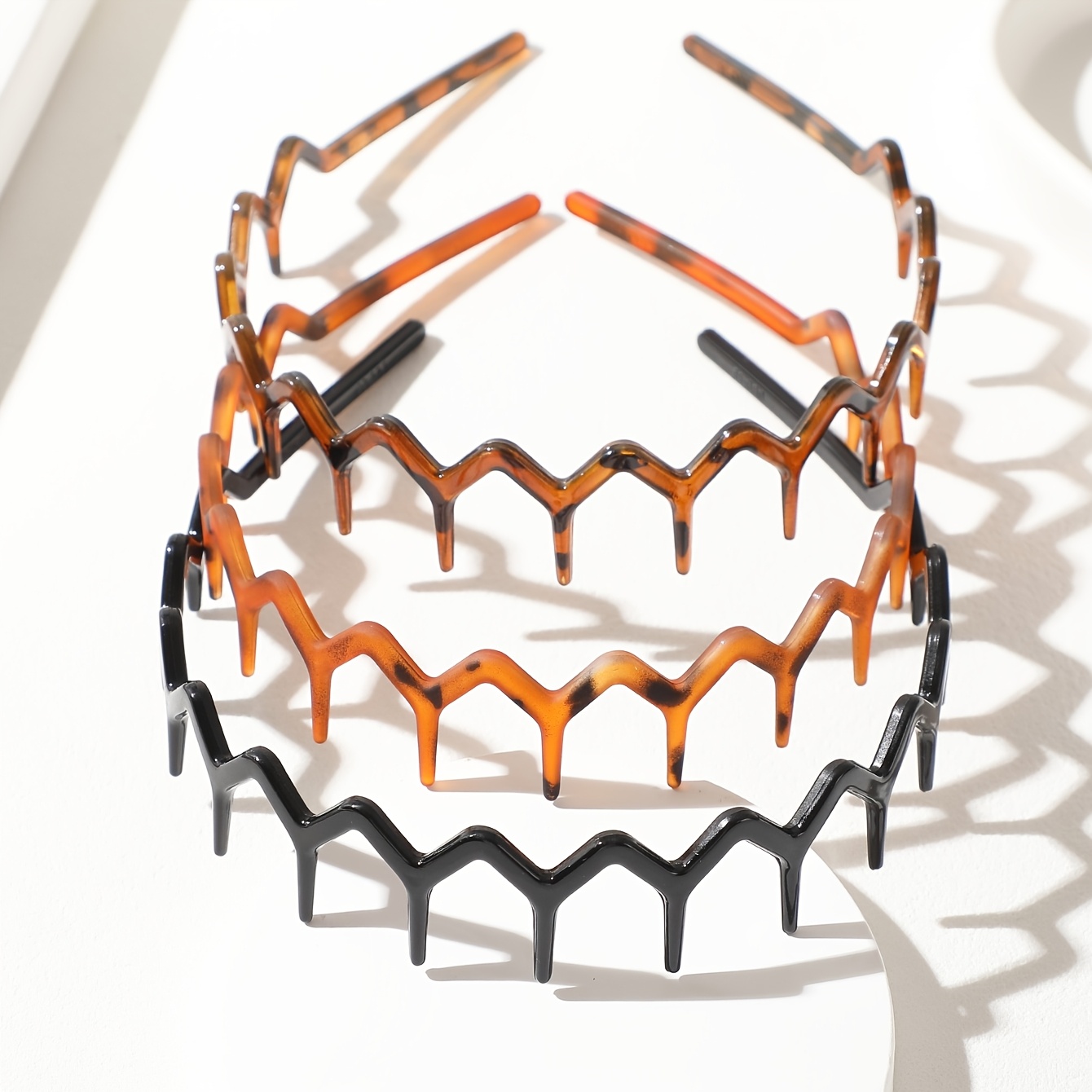 TEMU 3 diademas para mujer con dientes ondulados, estampado de leopardo, cintas para el cabello antideslizantes fáciles de usar, adecuadas para lavar