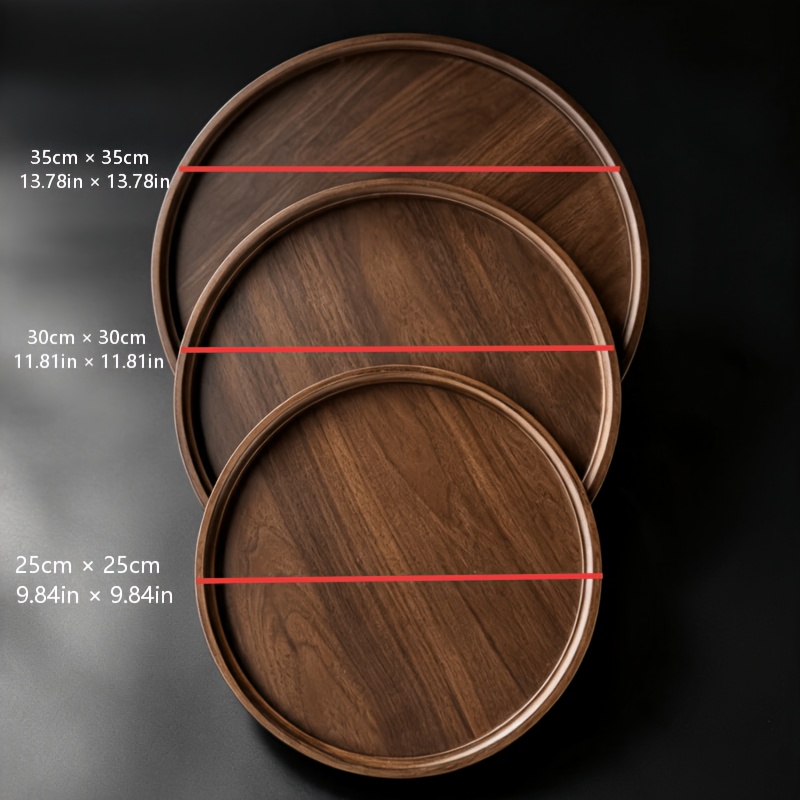 TEMU Vintage Dark Round Bamboo Wood Tray, Coffee Cup & Tea Set Storage Display Tray, Desktop Decor Tray, Home Table Decor Plate, Non-food Contact, Do
