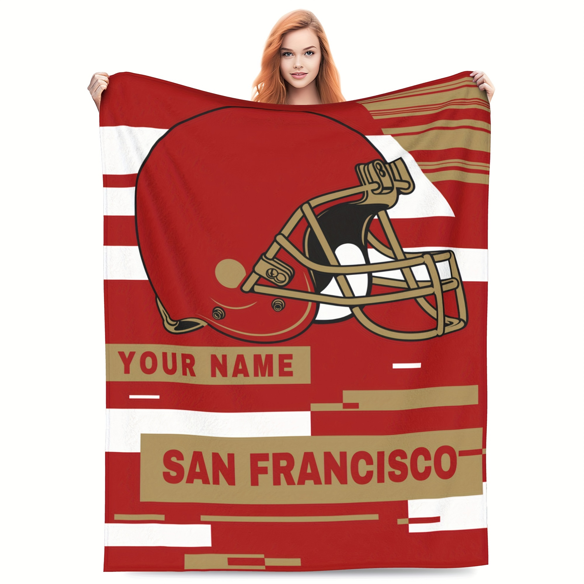 

San 49ers Personalized Throw Blanket - Vintage Style, Knitted Polyester, Gift For Bed, Sofa, Travel - , Mixed Color