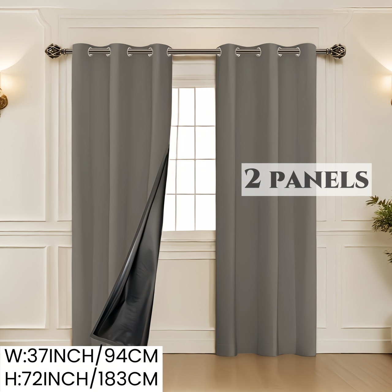 2-панельные минималистичные шторы однотонные с теплоизоляцией и защитой от уф - с лунками,   для гостиной, спальни, кухни, ванной - современный романтический   декор Детали 2