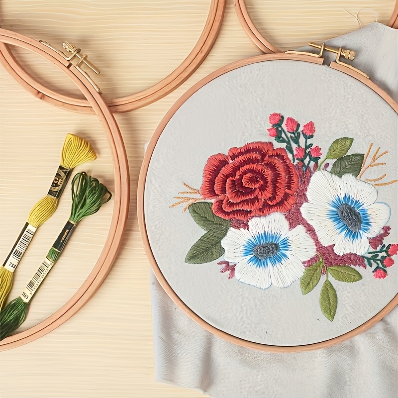 3pcs Beech Wood Embroidery Hoop Set, Round Hoops