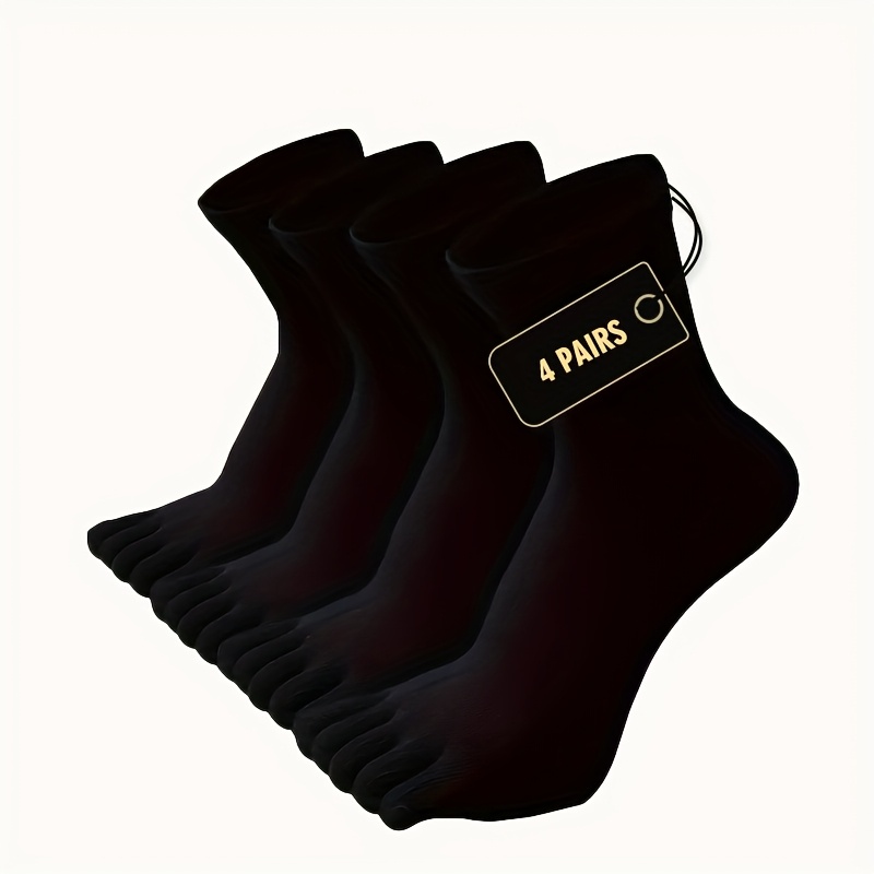 E-shop 4 Paar Herren Damen Unisex Einfarbige, atmungsaktive, schweißabsorbierende Sportsocken mit fünf Zehen (beliebte Waren), schweißresistent