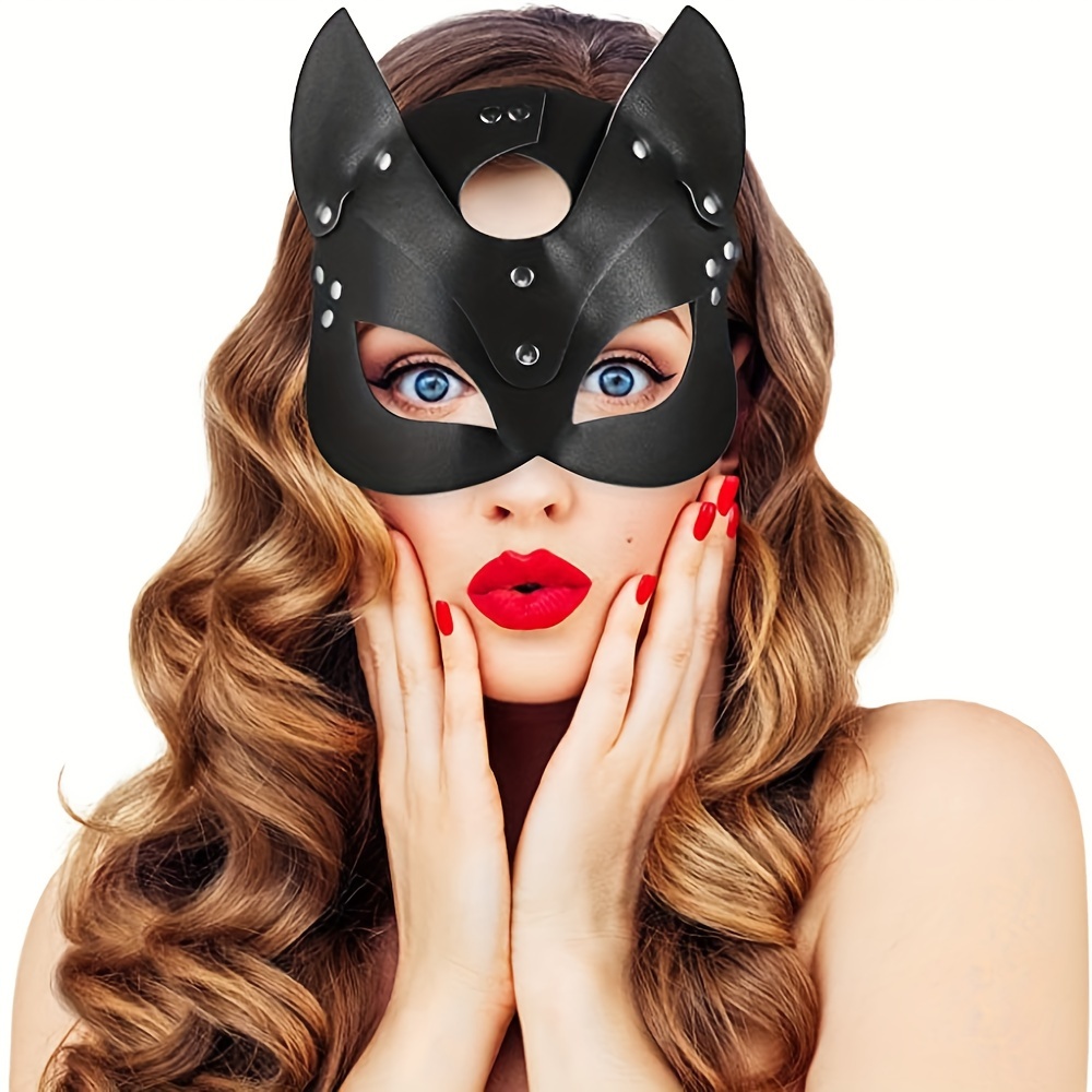 

Punk Style Cat Ears Masks, Cosplay Party Halloween Half Face Mask, Women's Sexy Lingerie & Underwear Accessories
