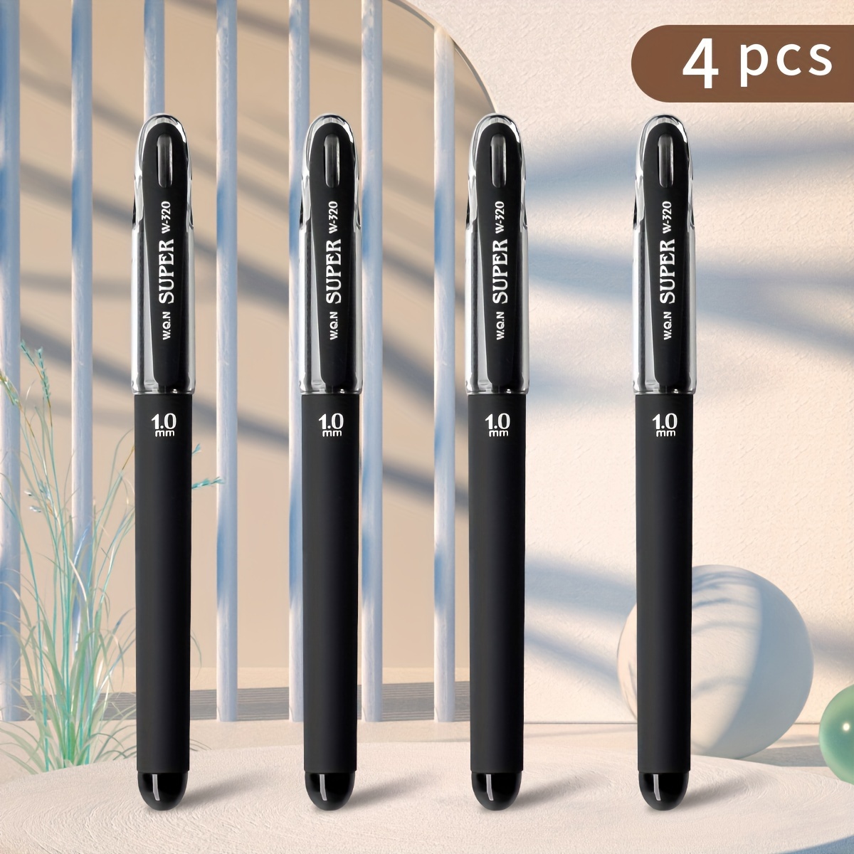 TEMU Wqn 1/4pcs Black 1.0mm Frosted Gel Pen Large Capacity Refill Smooth Writing Thick Pen Shaft Ideal Hand Grip Signature Writing Pen Back To
