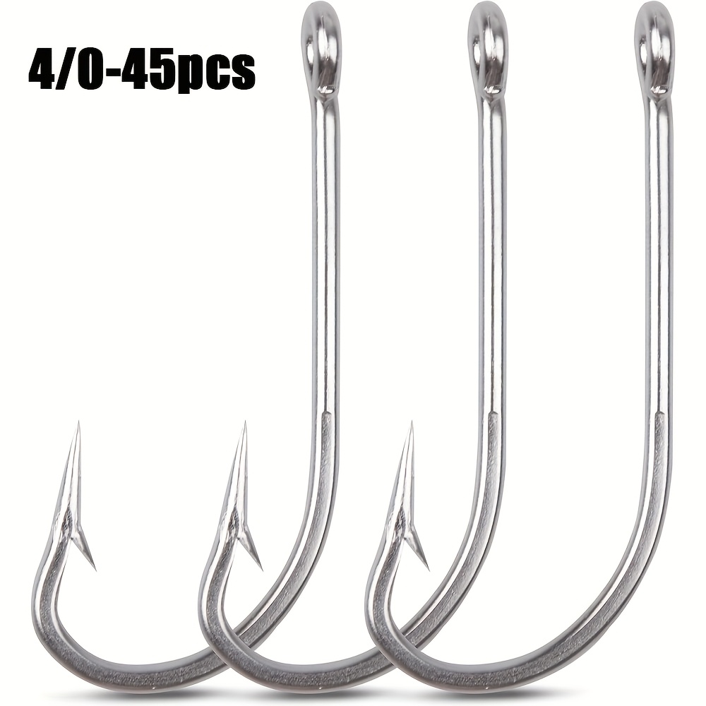 1 0 straight fishing hook saltwater fishing hooks 45pcs stainless steel hooks