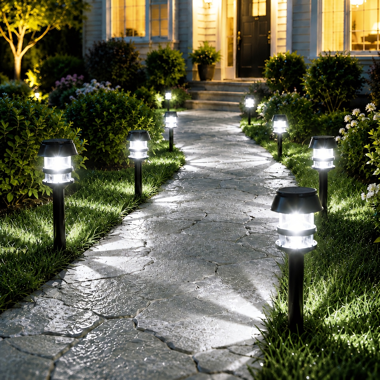 TEMU 8pack Solar Garden Lights, Solar Pathway Lights Outdoor, Dusk To Dawn Solar Landscape Lights, Suitable For Garden, Patio, Walkway, Path, Deck,