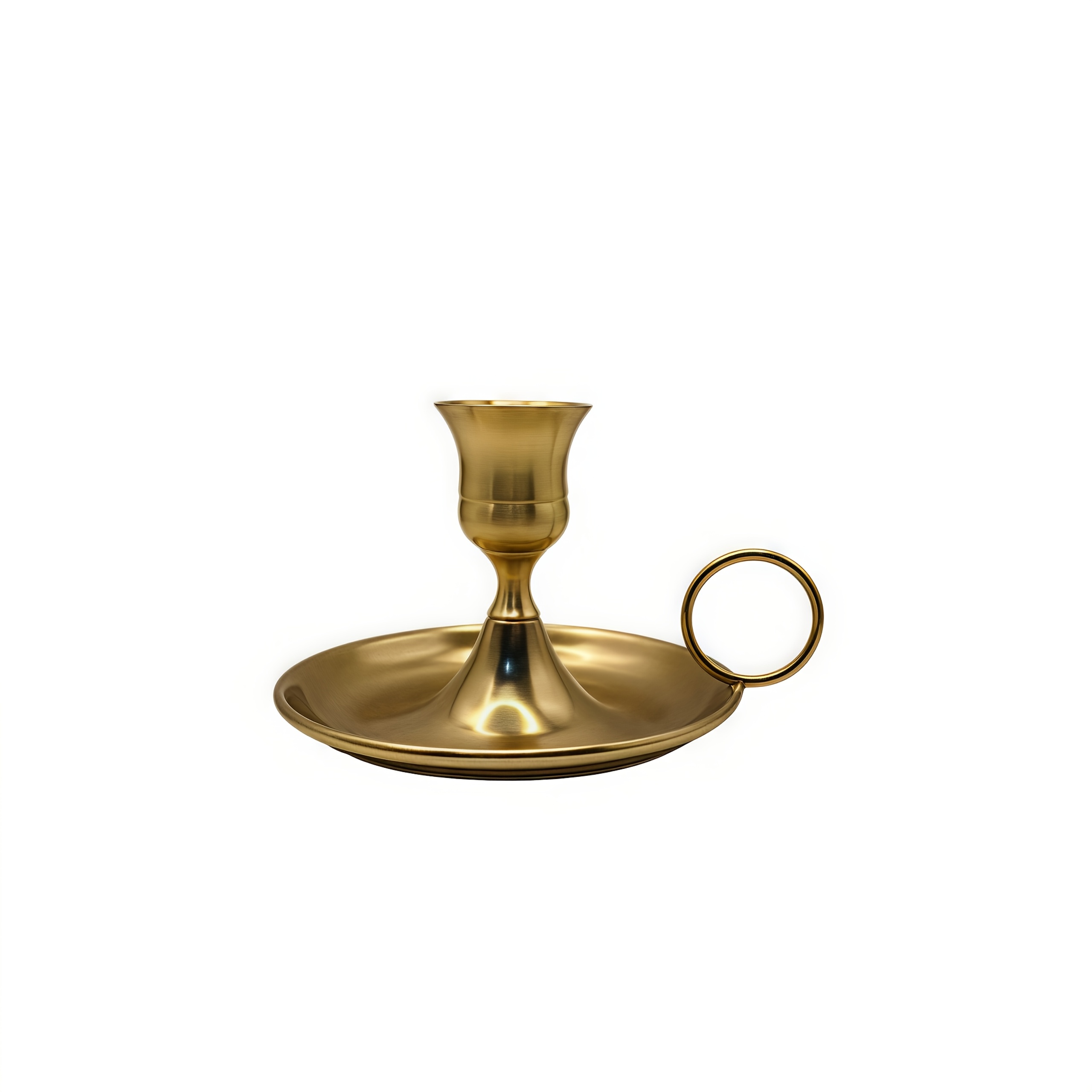 TEMU 1 Elegant Golden Metal Candlestick With Circular Base - Wedding, Party, Home Decor Table Centerpiece - Compatible With Stick/taper Candles -
