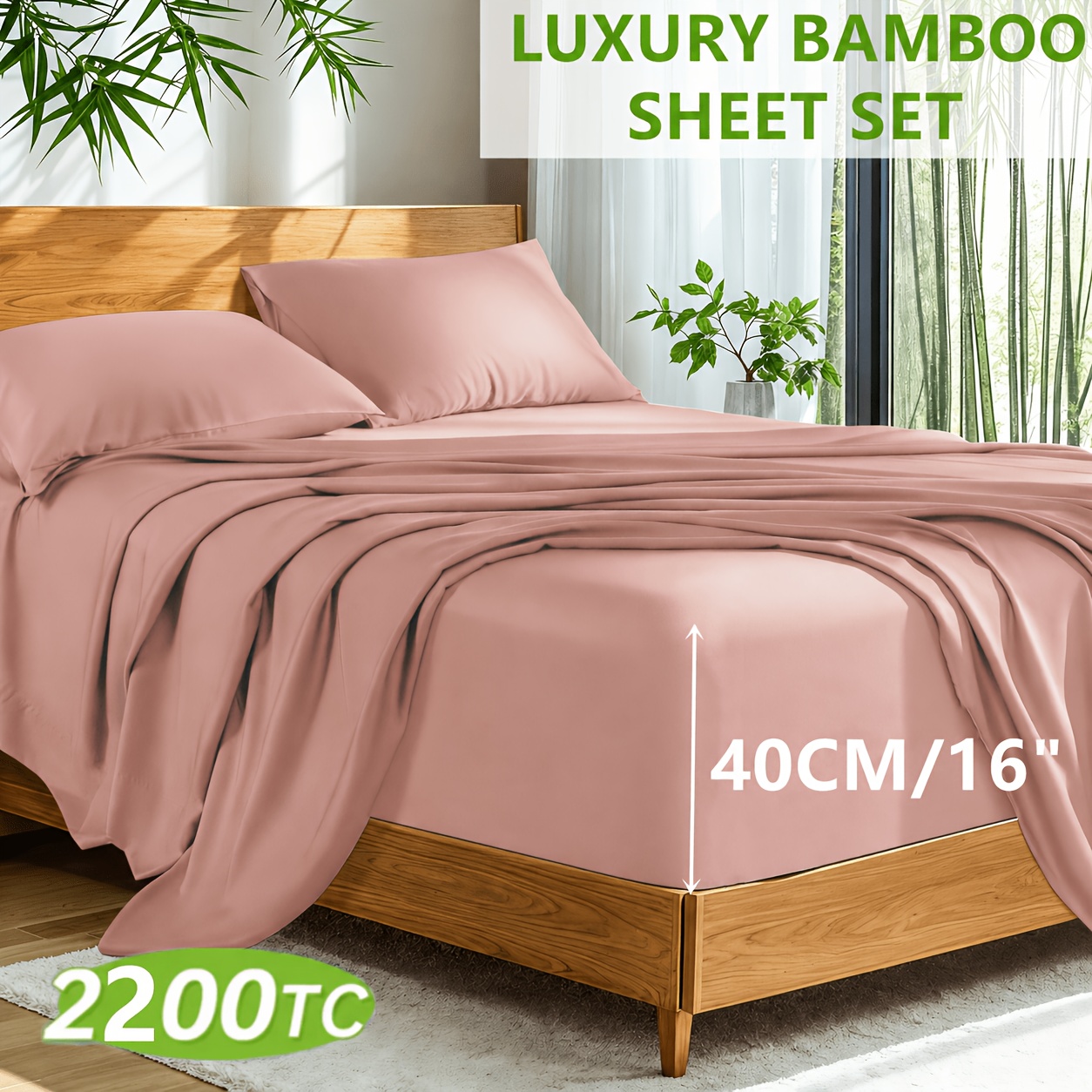 TEMU 2200tc 3/4pcs Luxury Bamboo Viscose Sheet Set - Breathable, Cosy Soft, Durable - 40cm Deep , Hot , Stylish Sheets-- Child, Children, Hot