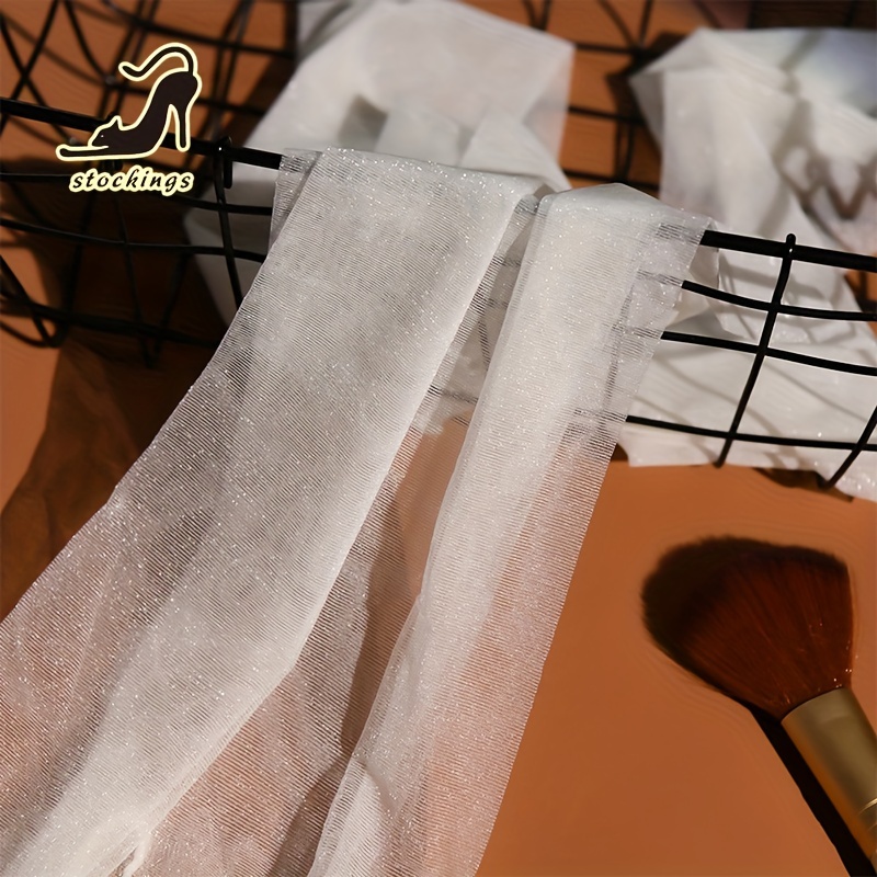 1 Pair Thin Thigh-high Socks, Ultra-thin Pearlescent Over-the-knee Socks, No-ruffle Long Socks, Women's Socks, Pearlescent