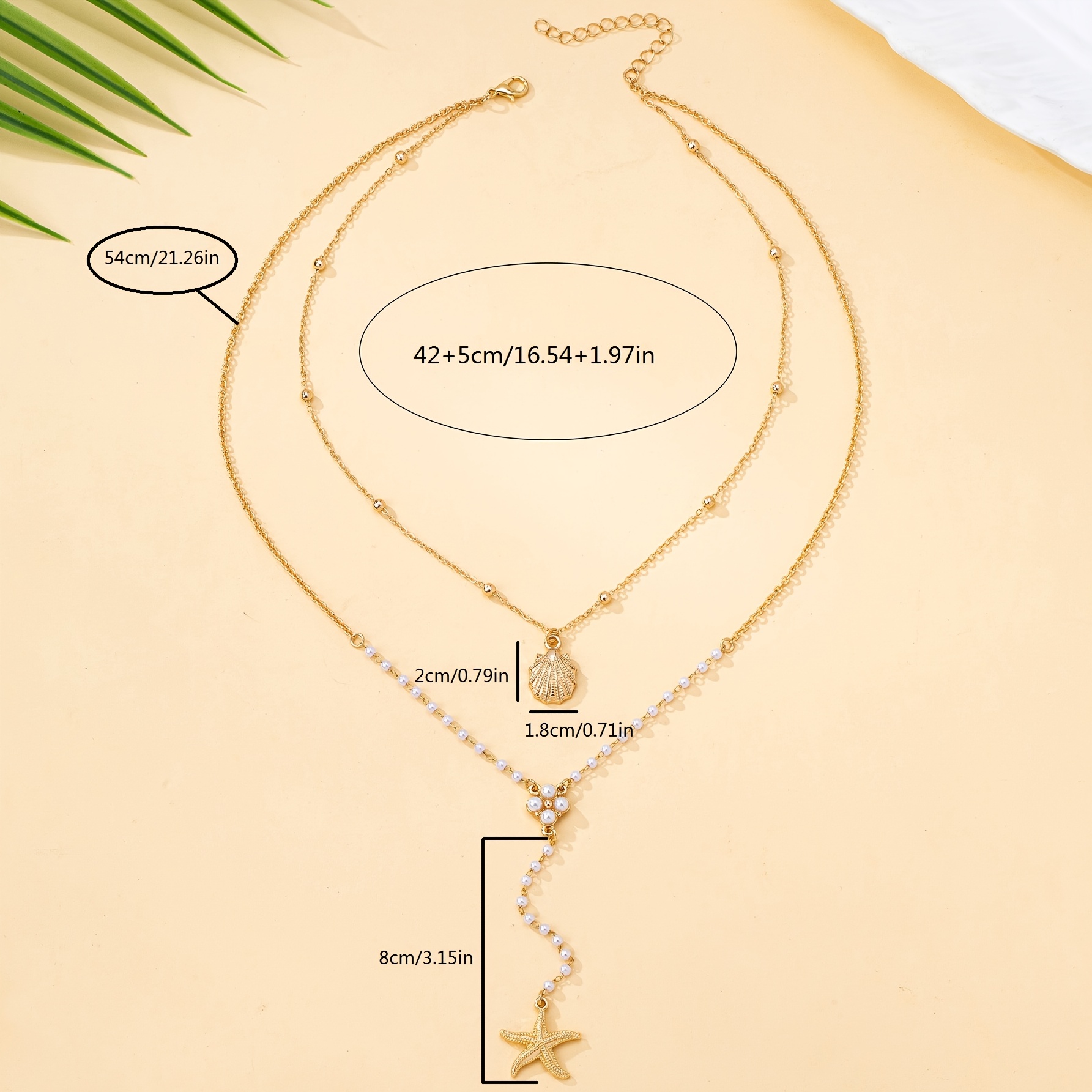 Women's Ocean-Style Geometric Fan-Shaped Pendant Necklace