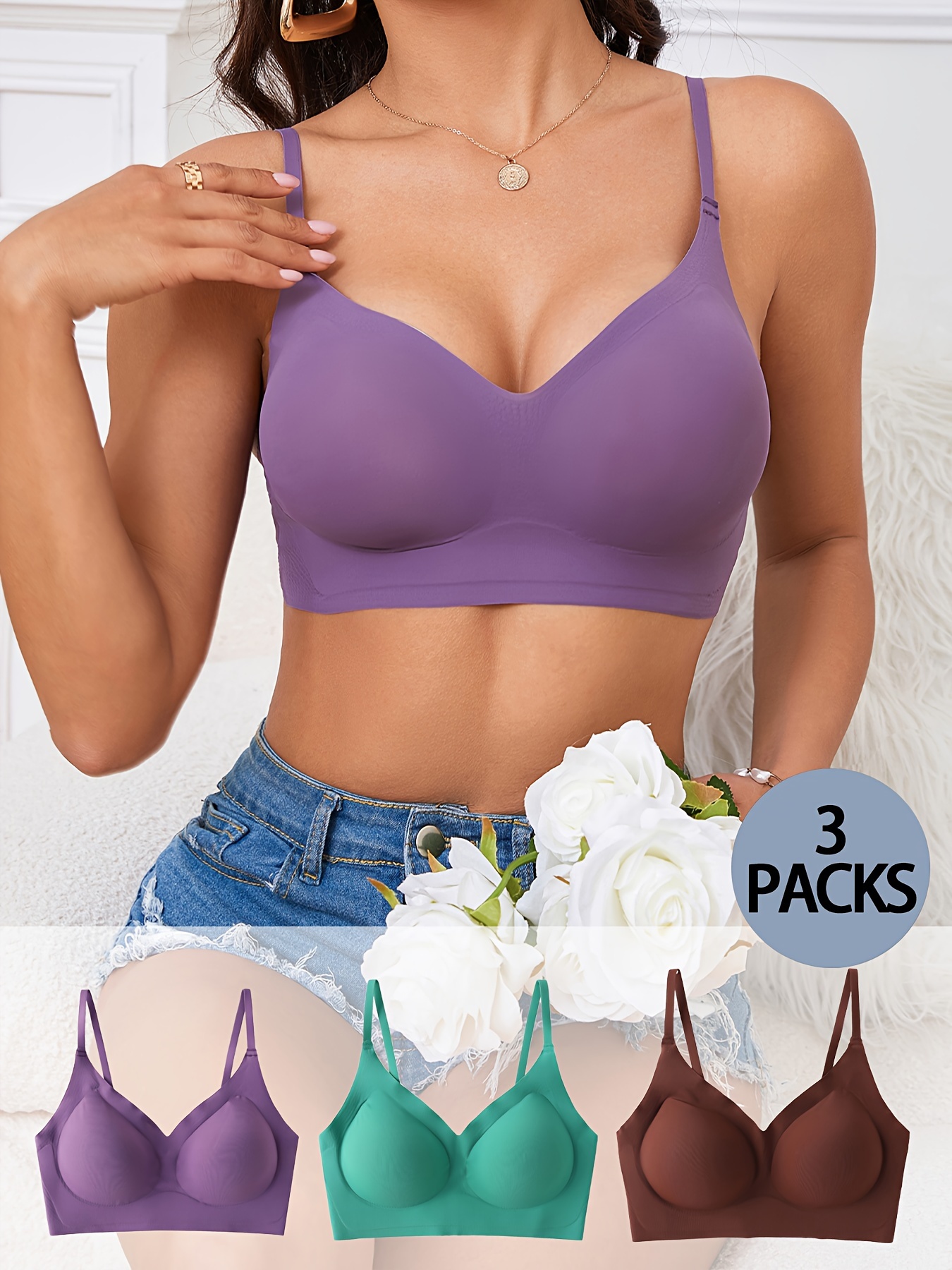 Jacquard Solid Mesh Bras Comfy Breathable Everyday Intimates - Temu New  Zealand