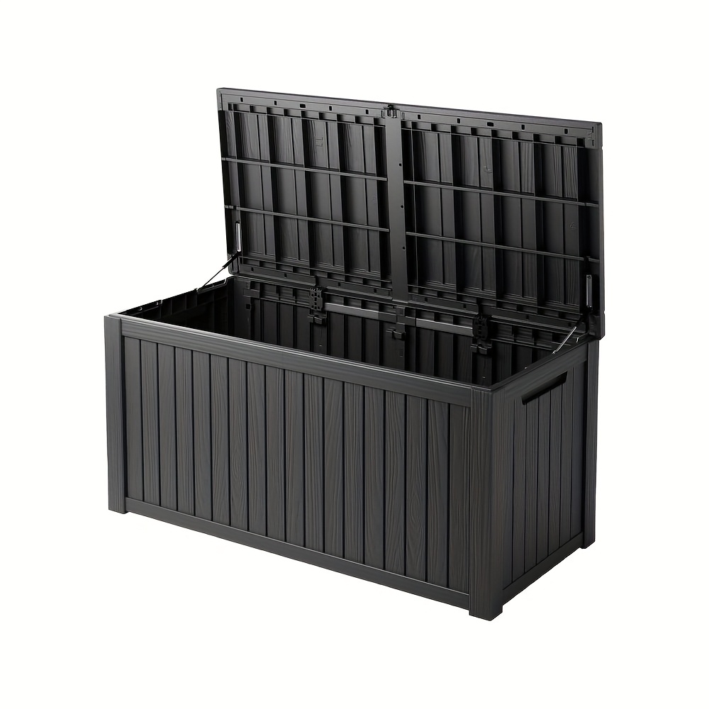 120/150GAL Black Large Outdoor Storage Deck Box, UV-resistant And Waterproof, Weatherproof Resin Storage Box, Lockable Lid Suitable For Patio Furniture, Pool Accessories, Gardening Tools. Ample Space For Indoor And Outdoor Use, Box,Cabinet,Rack for Outdoor Storage