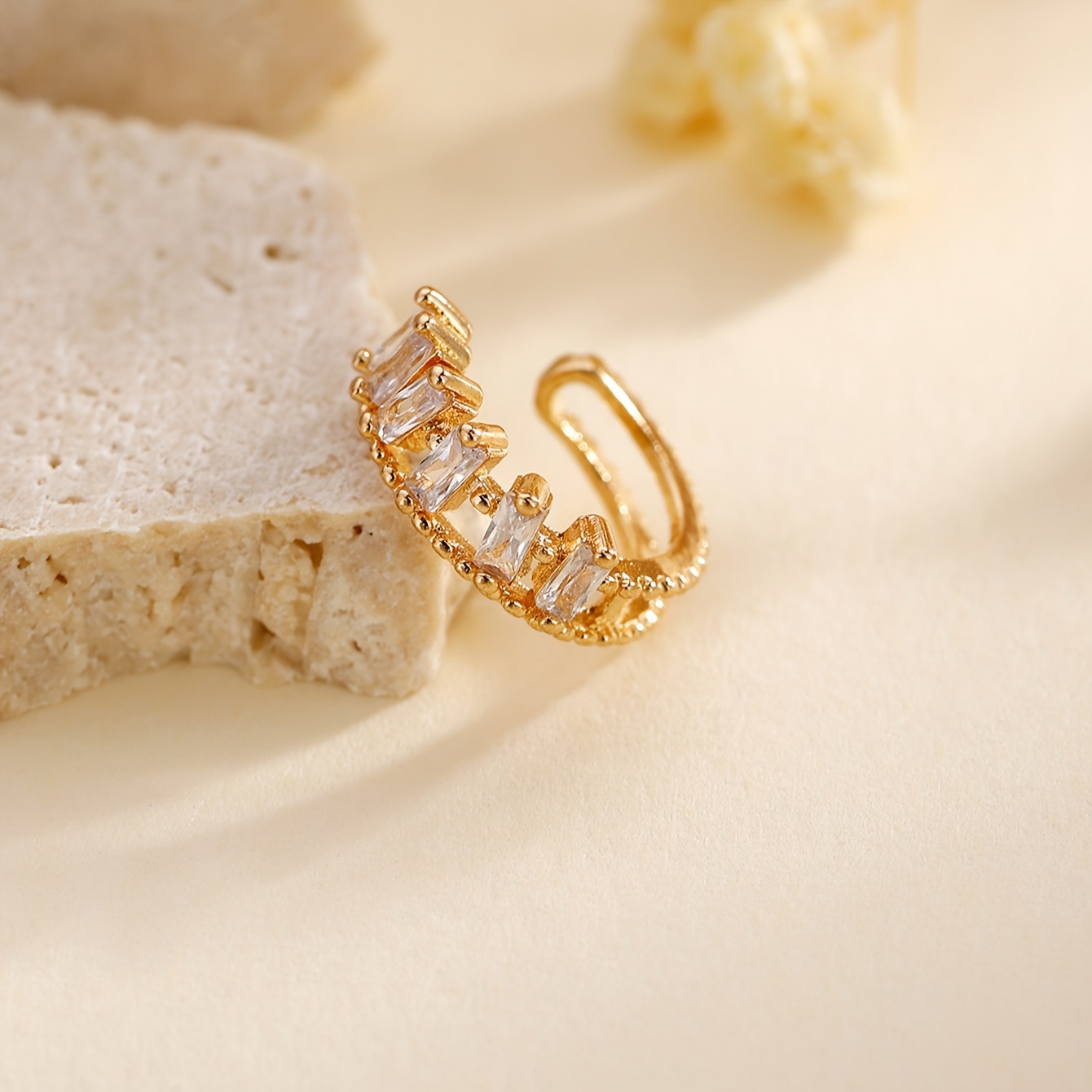 14K Gold Plated CZ Drop Earrings Hypoallergenic Ear Cuffs