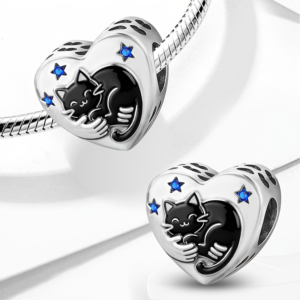 Silver Plated Cute Cat Pendant for Bracelet & Necklace