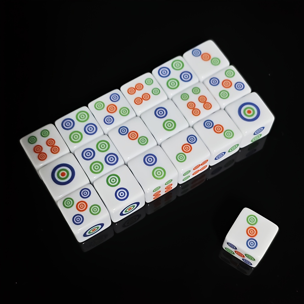 6pcs Set 16mm Acrylic D6 Dice with Colorful Target Circle Pattern