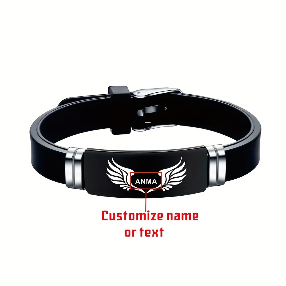 Image of Custom Wings Guardian 304 Stainless Steel Bracelet, In 3 Styles. A Simple And Fashionable Accessory, A Protective Gift For Lovers, Relatives, Juniors, Parents, Brothers
