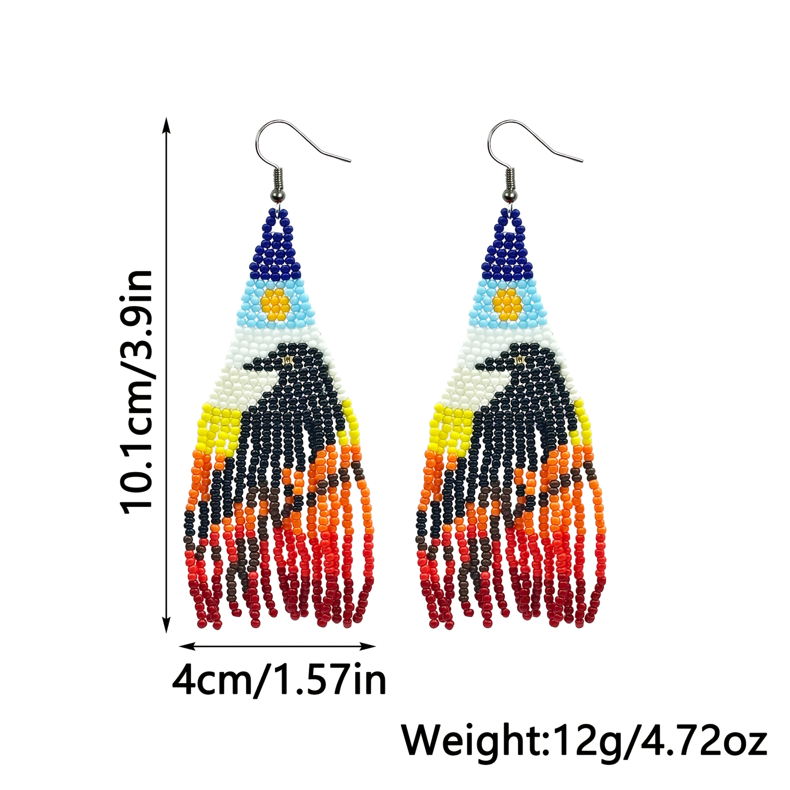 Handcrafted Bohemian Raven Beaded Tassel Earrings for Women