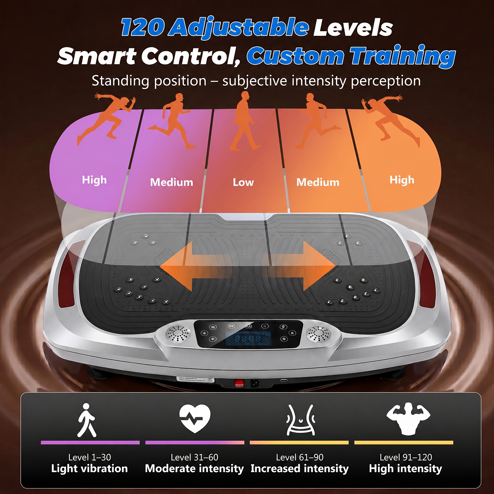 Multi-Function Vibration Plate Gym Equipment, 120-Level Intensity