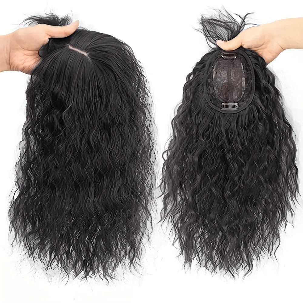 LXUE Echthaar-Kronenaufsatz Mit Pony – 100% Echthaar, 30,5 Cm Dunkelbraun, Für Dünner Werdendes Haar