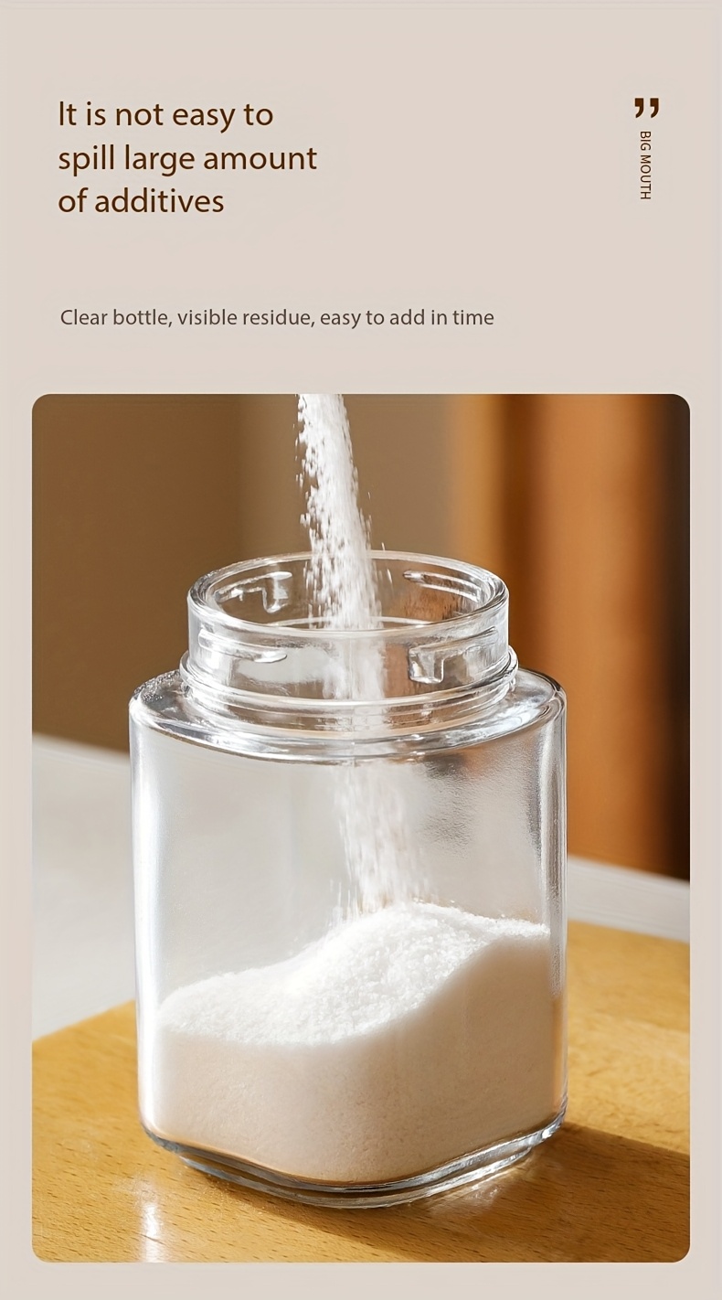 household quantitative salt bottle double mouth   control salt spray seasoning jar kitchen press type glass seasoning bottle salt jar Product details 6