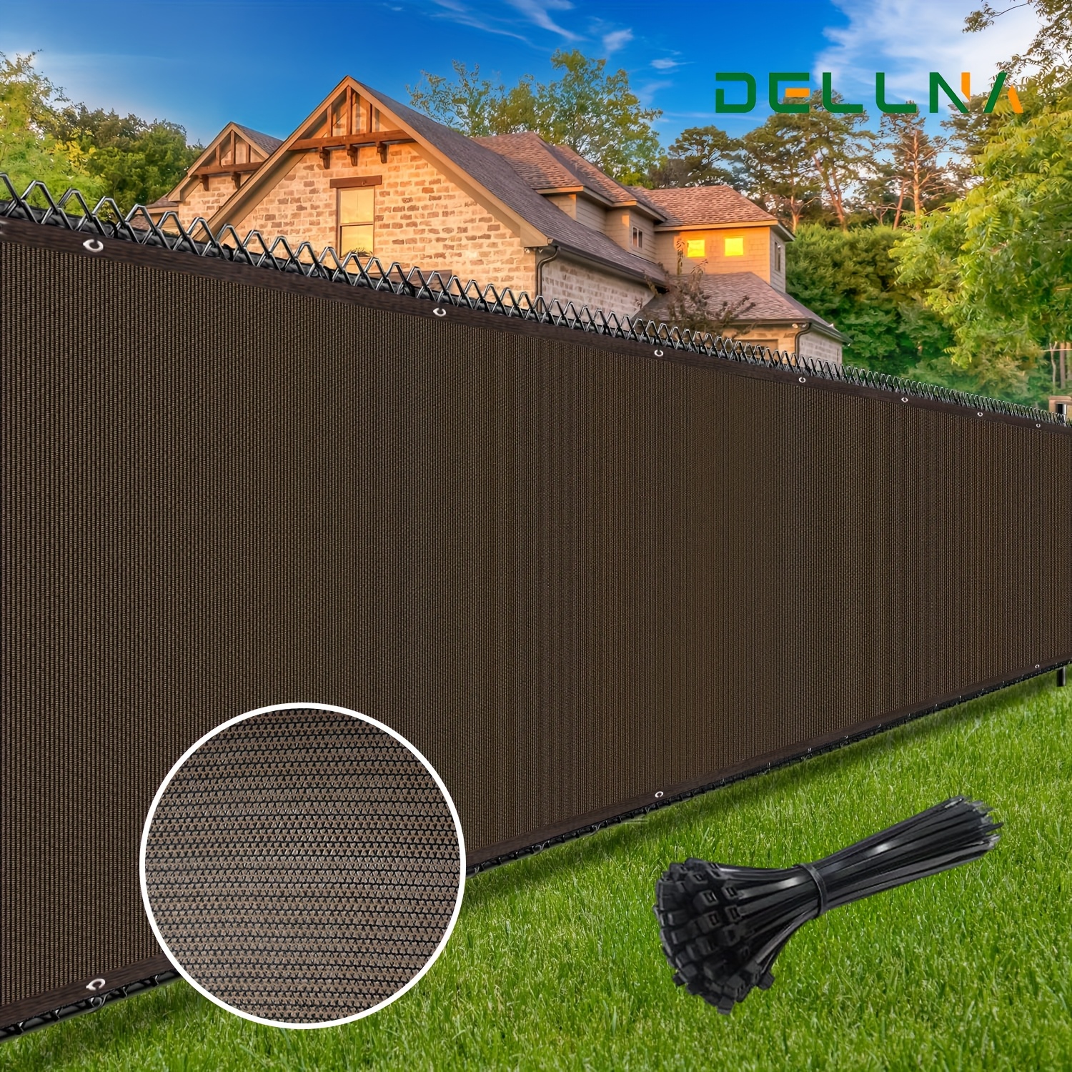 

5ft Outdoor Privacy Net Screen With Brown Edging, Gazebo Shade Curtain With Grommets & Zip Ties, Uv-blocking & Fence Cover, Ideal For Backyard, Garden, Patio, Window Curtains & Shades