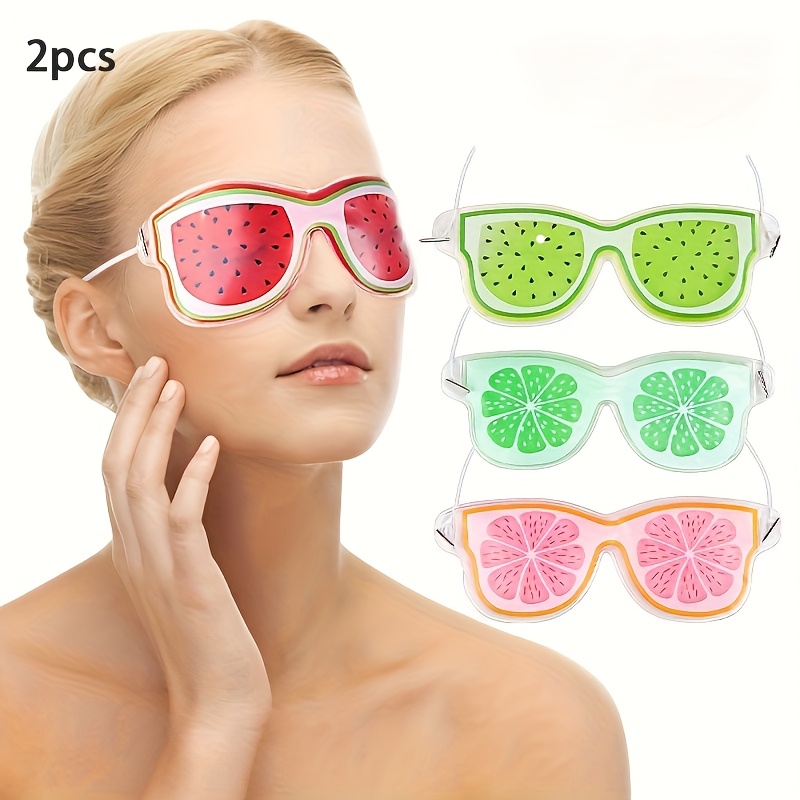 Image of 2/4pcs (random Style) Gel Eye Masks For Puffy Eyes, Reusable Ice Compress, Hypoallergenic, Alcohol-free, Paraben-free, Suitable For Types, Watermelon, Strawberry, Kiwi Flavors