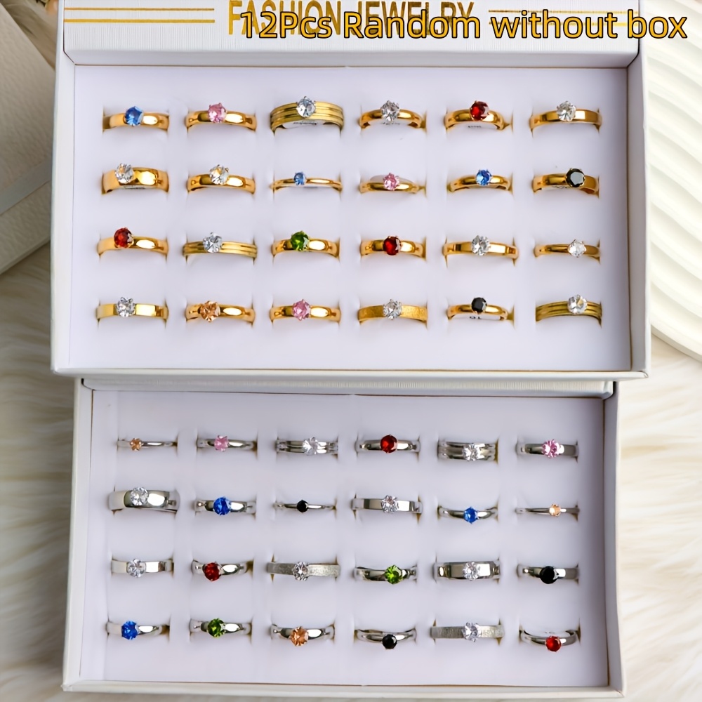 12pc Elegant Stainless Steel Rings Set for Daily Wear