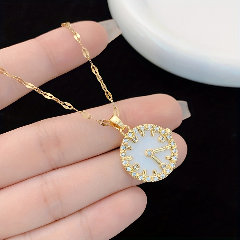 1pc womens watch pendant necklace stainless steel chain - Temu display picture 2