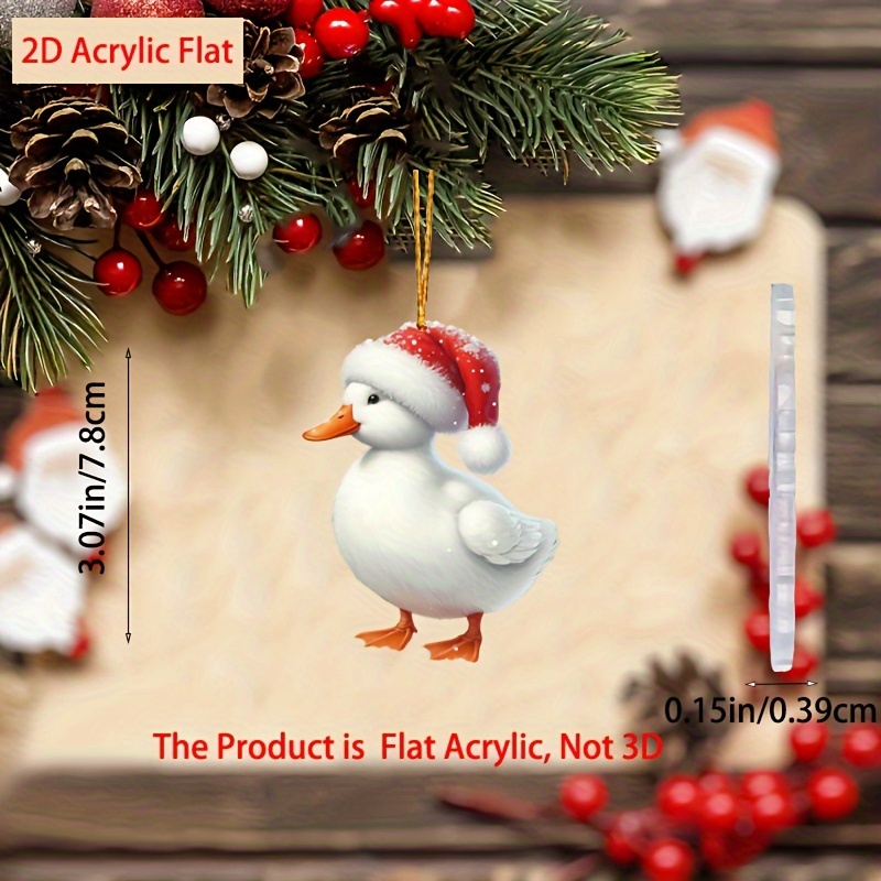 

1pc Christmas Goose Ornament - 2d Acrylic, Easy-hang Holiday Decor For - Perfect Gift Idea