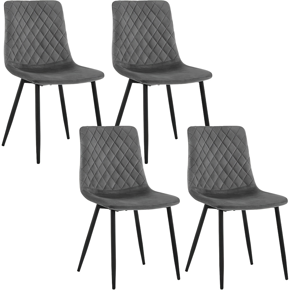Image of 4pcs Dining Chair Set, Kitchen Chair, Living Room Chair, Makeup Chair, Accent Chair, With Velvet Seat, Metal Legs, 150kg Capacity, For Dining Room, Kitchen, Living Room, Entryway