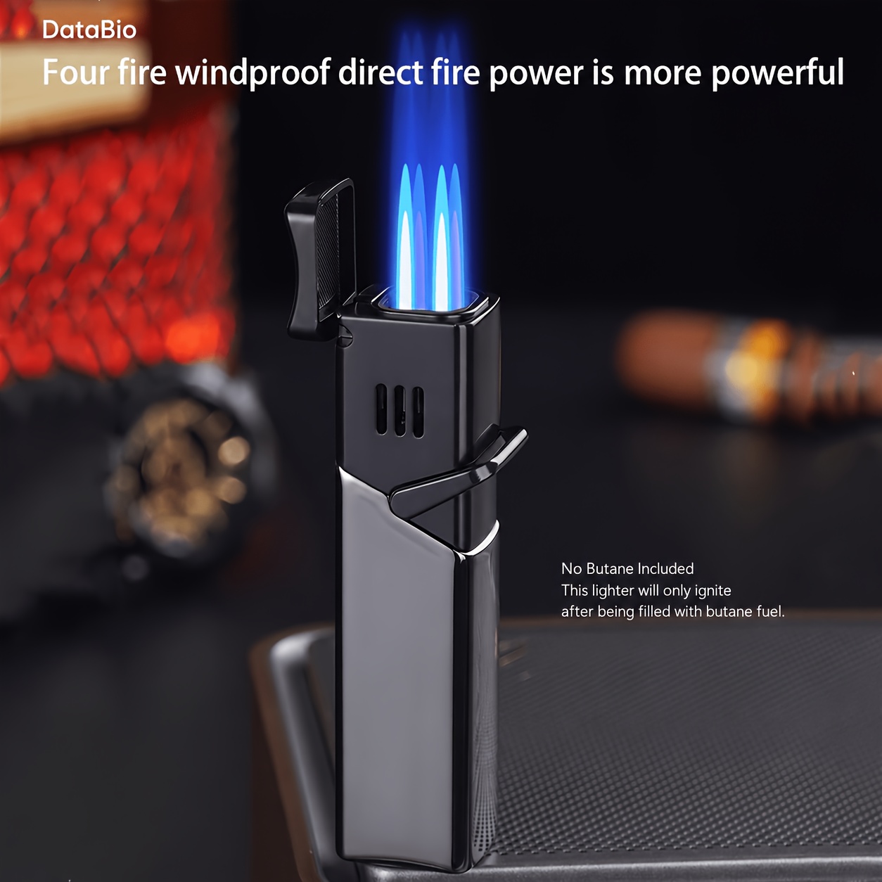 TEMU à gaz ( butane) 1pc Coupe-vent Direct Blow Flame - Chambre à gaz LED réglable, Construction métallique pour camping, extérieur, cadeaux