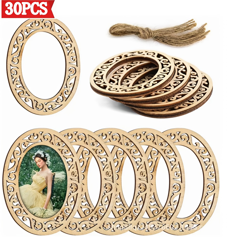 TEMU 30pcs Wooden Hollow Oval Diy Painting Graffiti Decoration Birthday, Rural Wedding Party Decoration, Decoration, Garden Decoration, Cabin