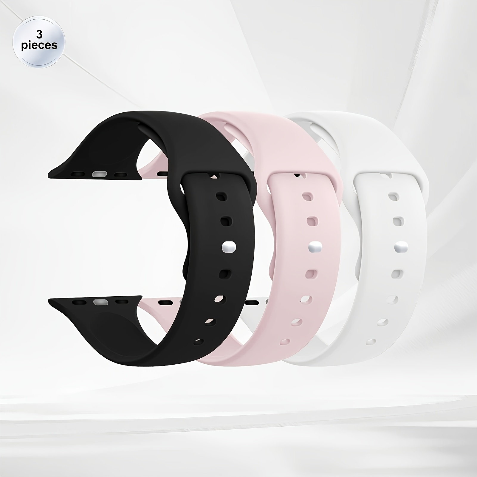 TEMU Набір з 3 спортивних ремінців, сумісних з iwatch 38Mm 40Mm 41Mm 42Mm 44Mm 45Mm 49Mm 46Mm, м'який силіконовий ремінець для Iwatch Series SE 11 10